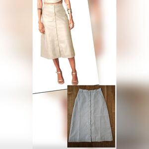 NWT! REMAIN BIRGER CHRISTENSEN Leather A-Line Skirt White Ivory Size 34 XS
